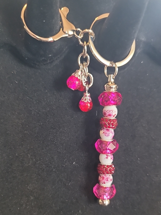 Accessories - Pink Beaded Dangle Keychain Charm